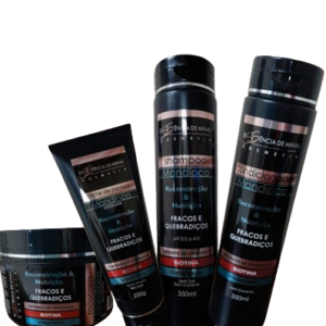 Kit Biotina & Mandioca - Shampoo 350 ml/Condic 350 ml /Defrizante 250 gr e Máscara 350 gr