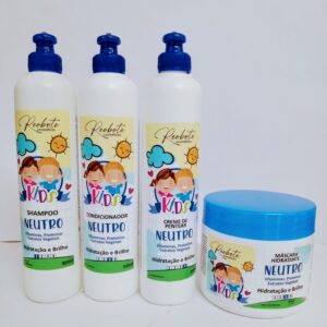 Kit Linha Kids Neutro - Shampoo 300ml - Cond.300ml - Creme d P. 300ml - Máscara 500 gr