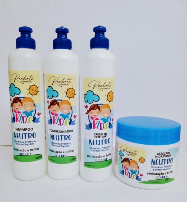 Kit Linha Kids Neutro - Shampoo 300ml - Cond.300ml - Creme d P. 300ml - Máscara 500 gr