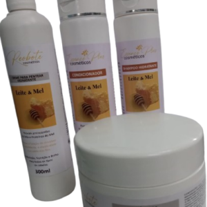 Kit Leite e Mel  - Shampoo / Cond / Creme d Pentear / Máscara 500gr